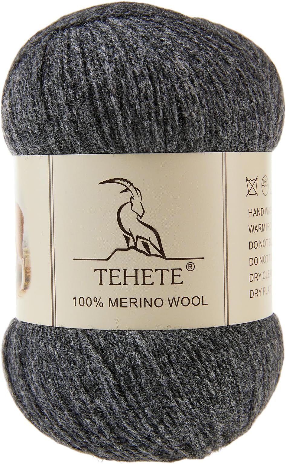 TEHETE 100% Merino Wool Yarn for Knitting 3-Ply Luxury Warm Soft Lightweight Crochet Yarn(Dark Grey,3Balsl)