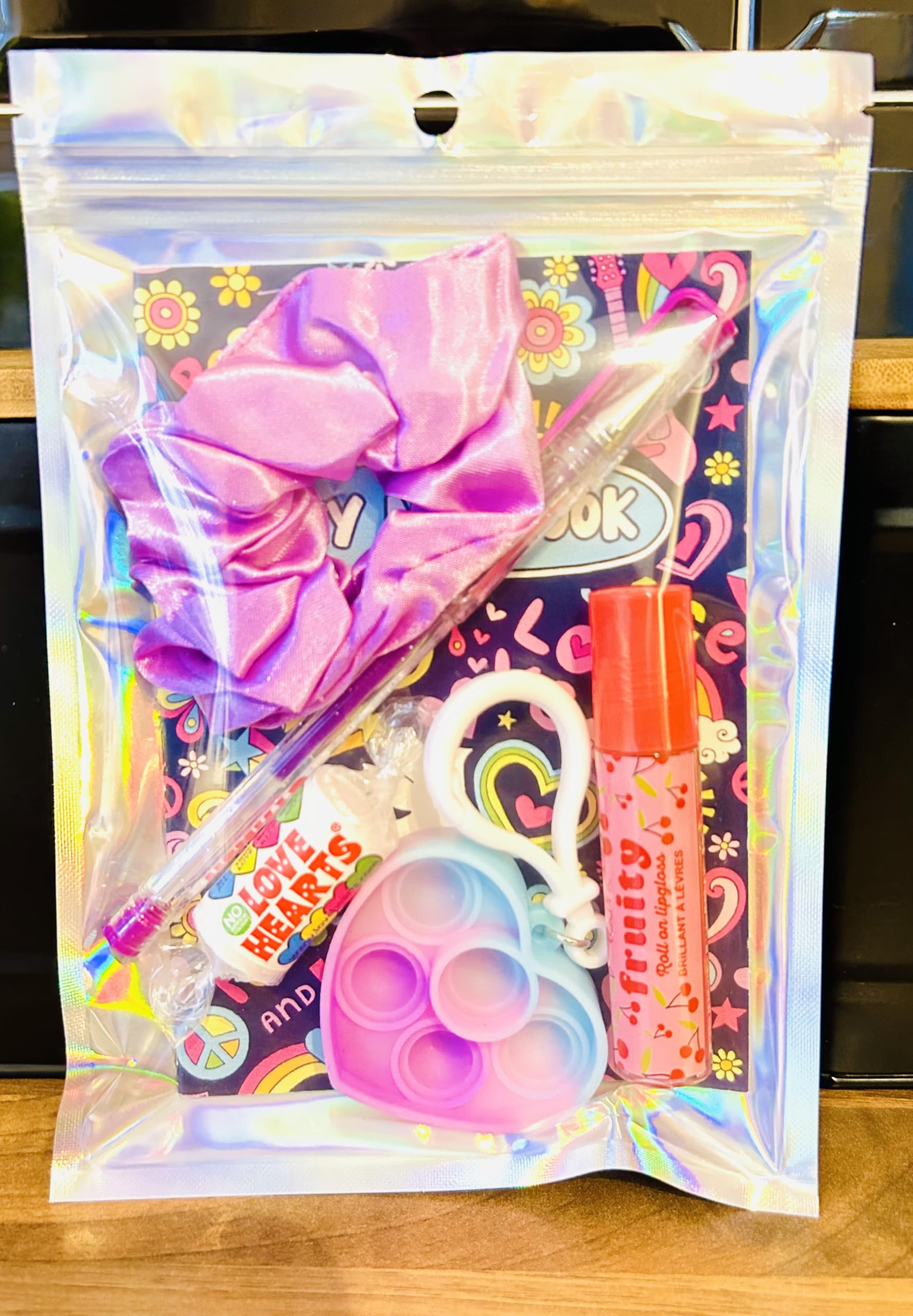 Girls party favours, cute birthday treat bags, pre filled party bags, lip balm,notebook,sweets,girls.