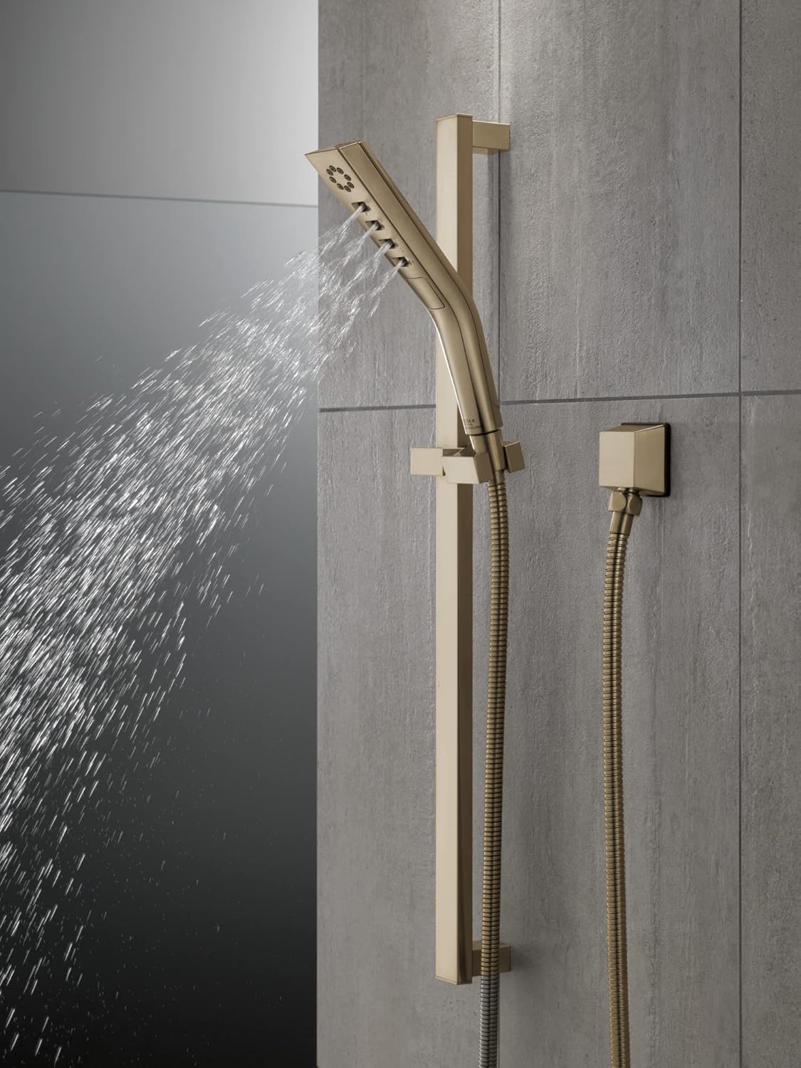 Delta Faucet 3-Spray H2Okinetic Slide Bar Hand Held Shower with Hose, Gold Handheld Shower Head, Slide Bar Hand Shower, Handheld Shower, Detachable Shower Head, Lumicoat Champagne Bronze 51799-CZ-PR