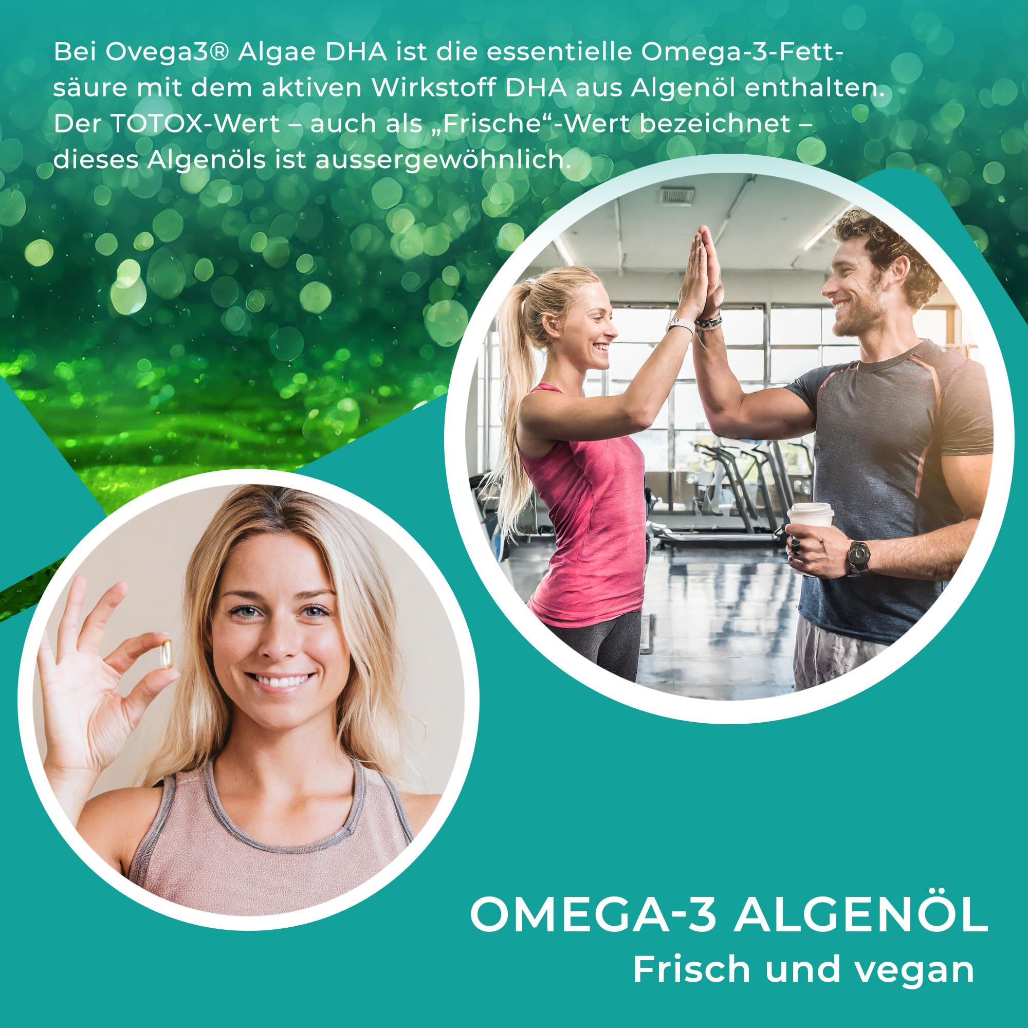 EnergyBalance Ovega3 Algae DHA – Veganes Omega 3 aus Algenöl – 180 VegeCaps mit 250 mg DHA – Pflanzliche Alternative zu Fischöl – Ohne Gelatine, Vegan, Glutenfrei