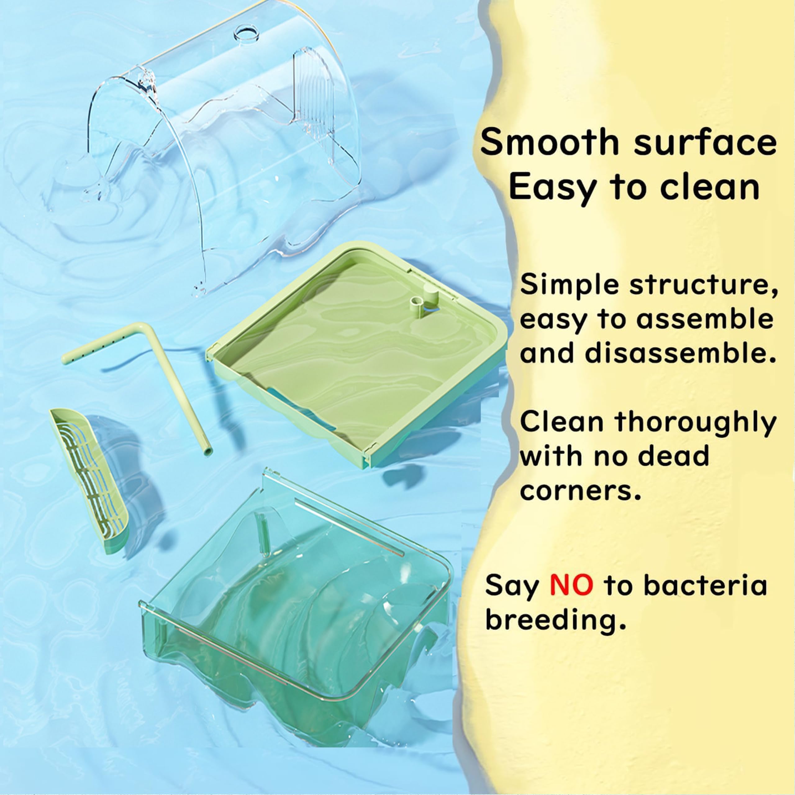 Bird Bath for Cage Parakeets, Indoor Cockatiel Bathtub Shower with Pump, Parrots Shower Accessories for Birdcage, Parrot Bathtub with Shower Running Water for Finches, Canaries, Lovebirds (Green) - image 5