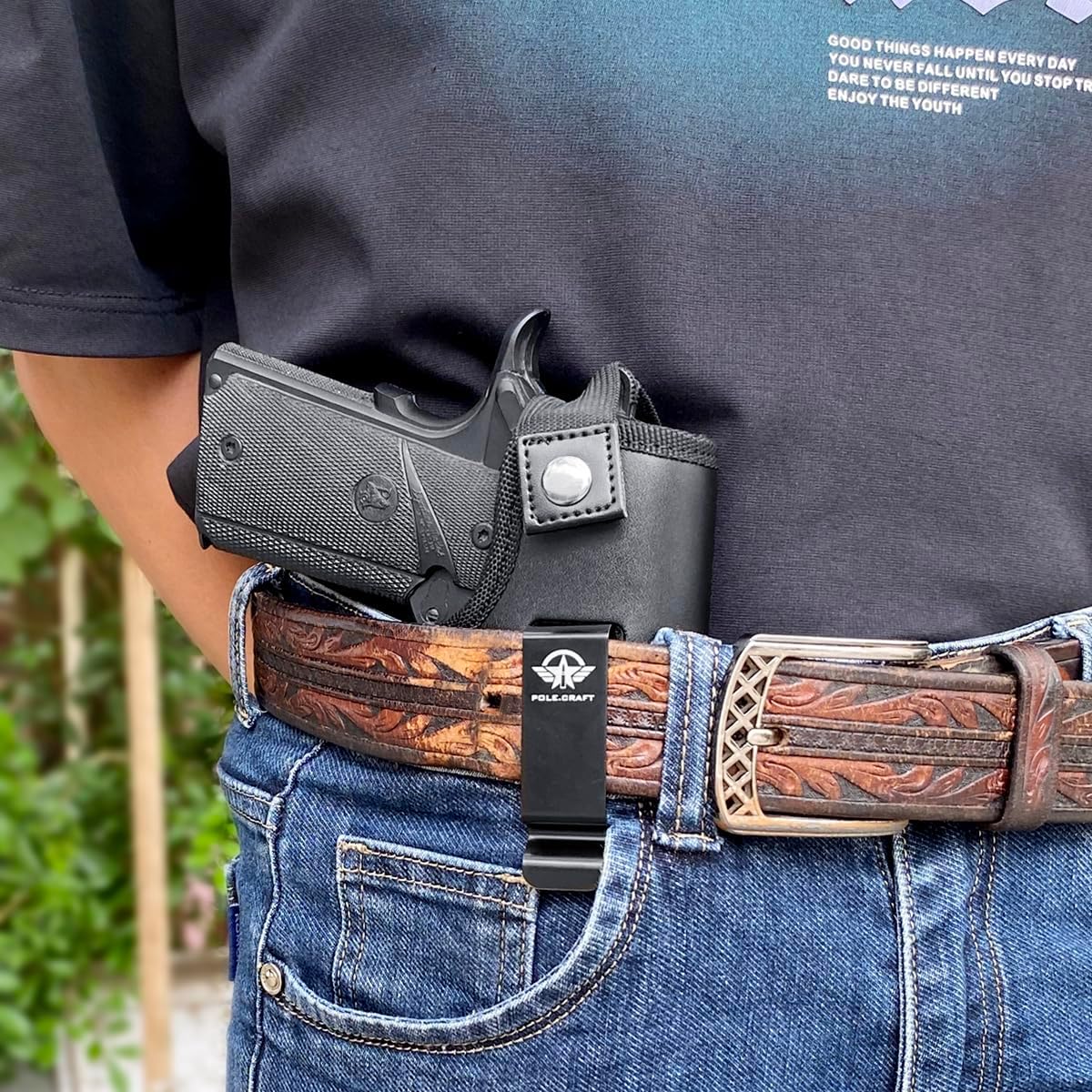 POLE.CRAFT Leather IWB Holsters Custom fit: Sig Sauer 1911 / Springfield Operator 1911-A1 / Kimber 1911 Colt 1911 / S&W SW1911...5 Inch Barrel- Inside Concealed Waistband Carry