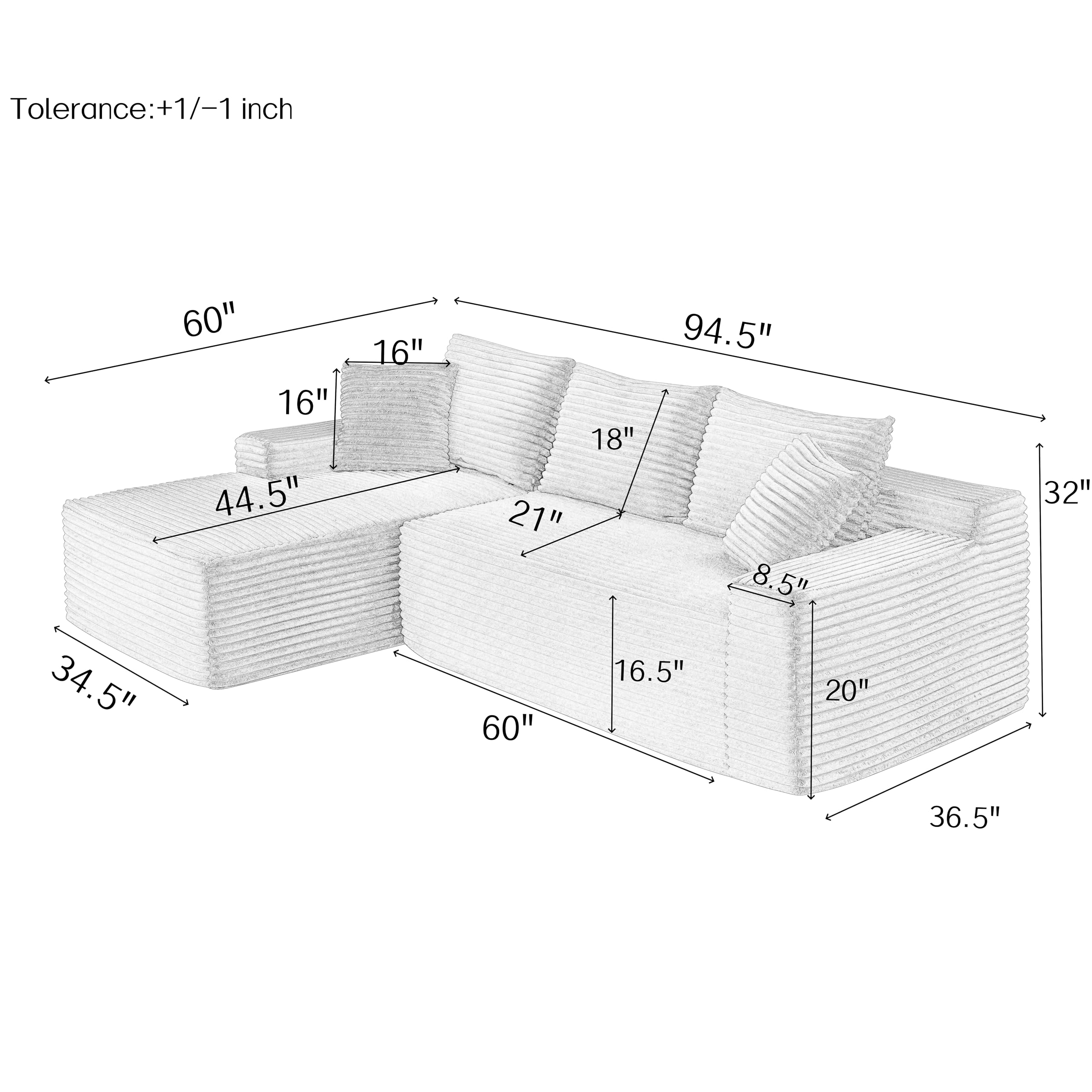 Best Corner Sofa Picks for 2026: Spec-First Roundup 3 ERYE 95' L-Shaped Cloud Sectional Couch, Left Facing Modular Compressed Boneless — product photo