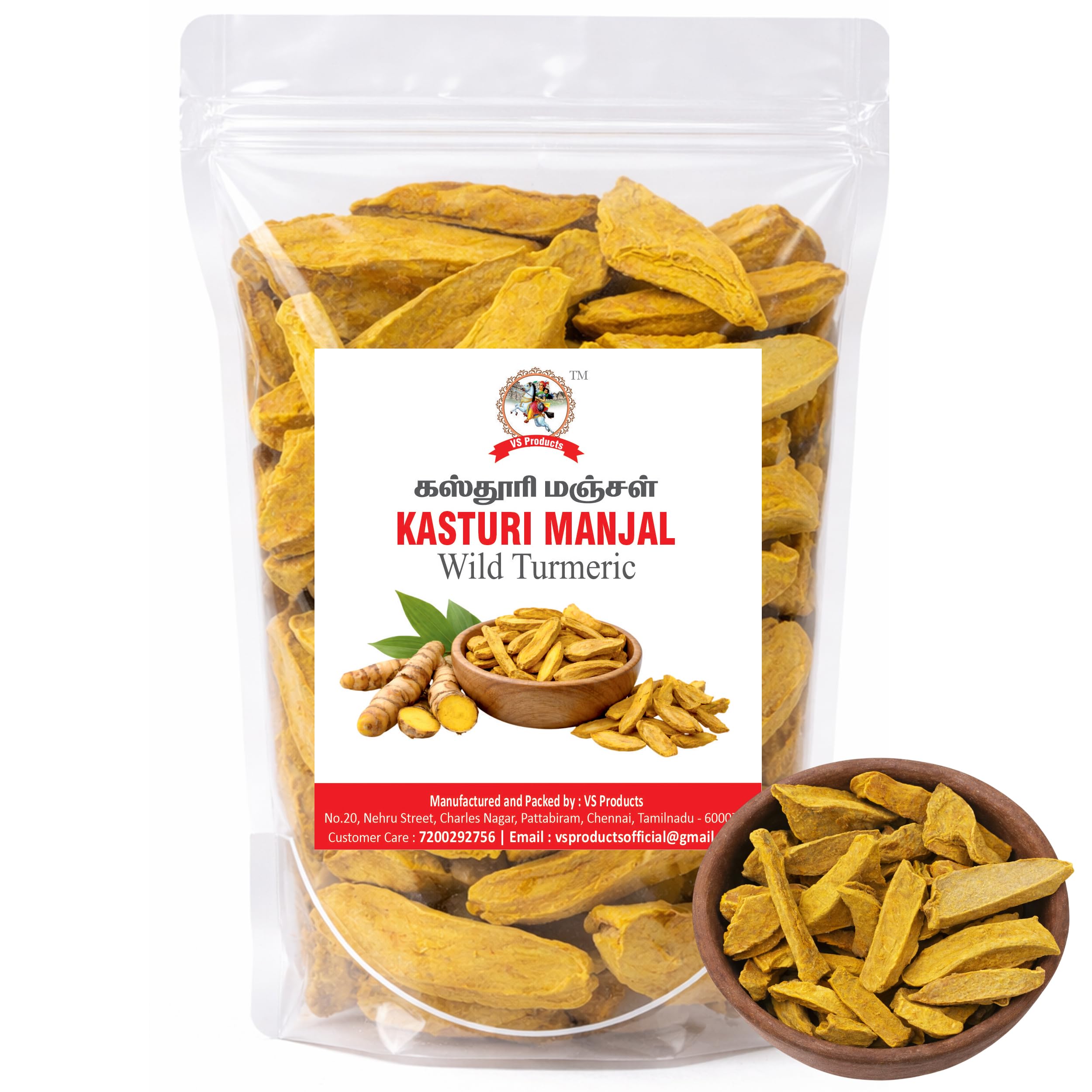 VS Products Kasturi Manjal Wild Turmeric|Kasthuri Haldi|Kasturi Turmeric Powder For Skin Care Face Pack, 50 Grams