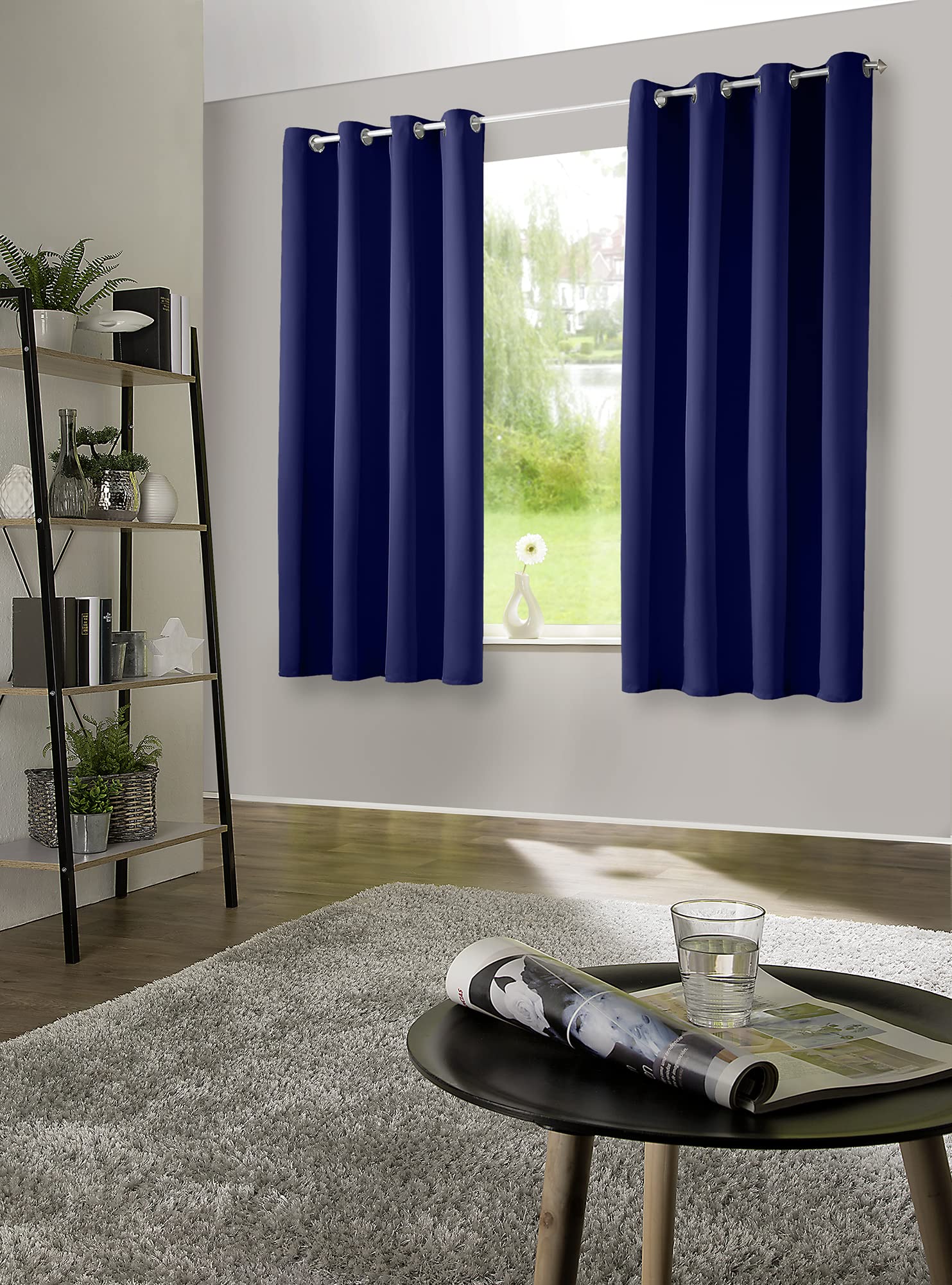 Set van 2 thermische verduisteringsgordijnen met inslagringen, gordijnen, verduisterend, isolerend, ondoorzichtig 160 x 135 cm (h x b