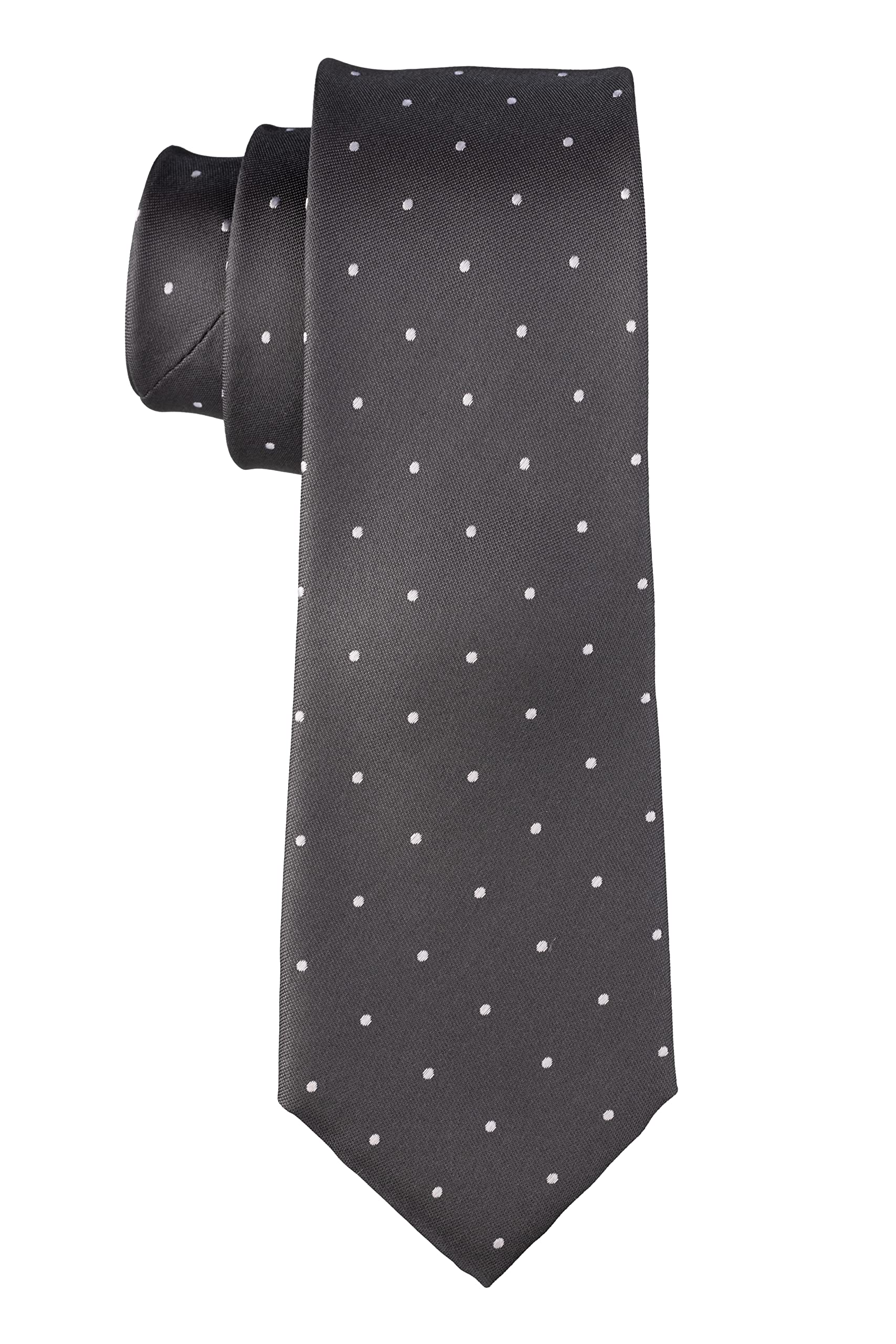 the tie hub Grey and White Polka 100% Silk Necktie For Men-picture-52