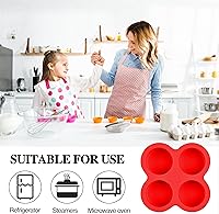 Vista 3 de 2 Pack Air Fryer Egg Bite Molds, 4-Cup Mini Round Muffin Pans Silicone Baking Molds For Oven, Air Fryer and Pot Production Egg Bites, Cupcake