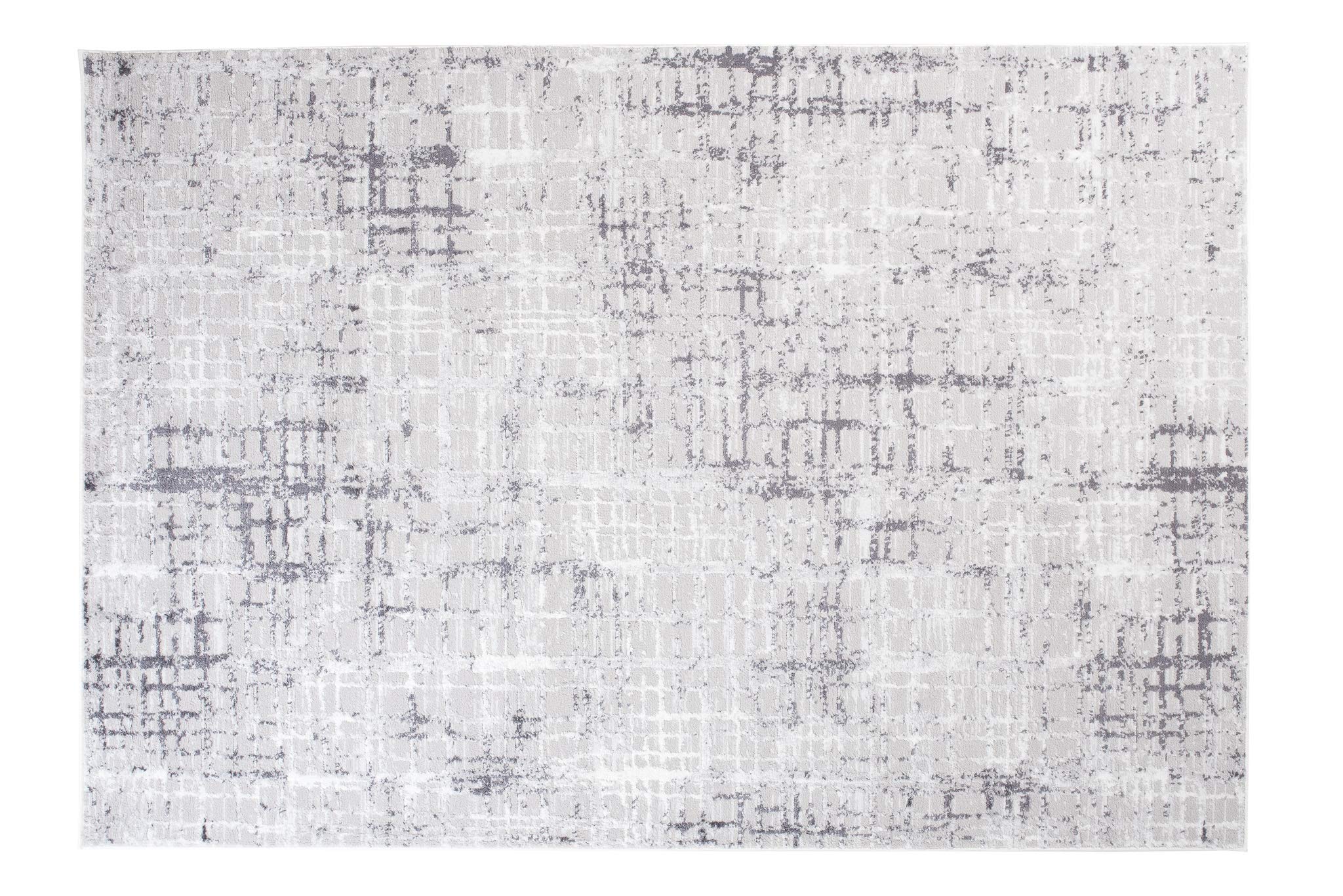 TAPISO Sky Tapis de Salon Chambre Salle à Manger Adulte Bureau Design Moderne Gris Foncé Blanc Vintage Moucheté Rayures Motif à Carreaux Poil Court Moelleux 80 x 150 cm