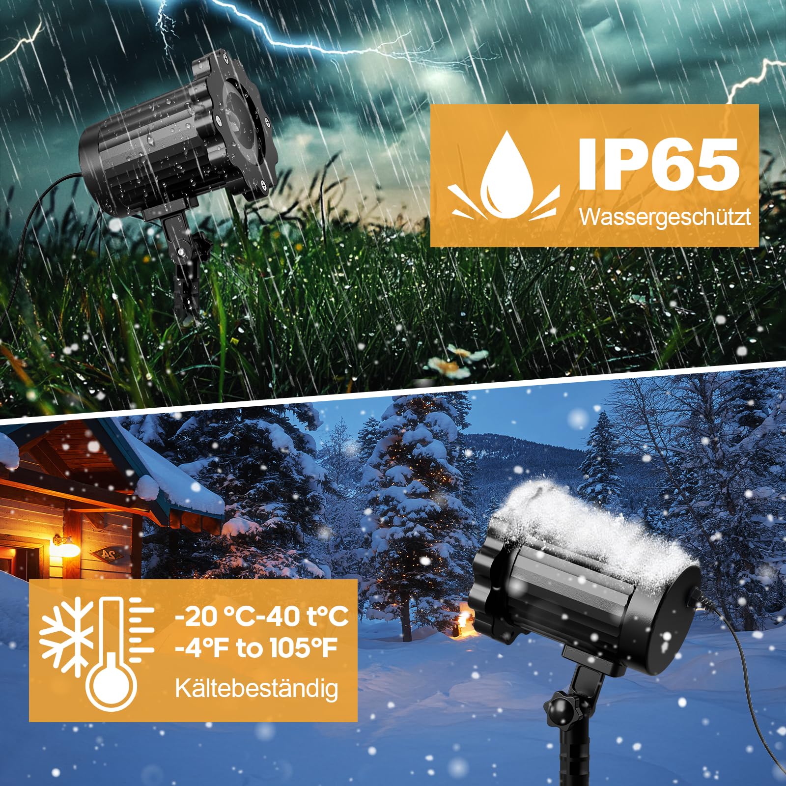 Weihnachten Deko Outdoor Indoor,3D Dynamische Schlitten Weihnachten Projektor,Wasserdicht Weihnachtsbeleuchtung außen für Garten Fenster Wand Hof Party Weihnachtsdeko Projector Lights