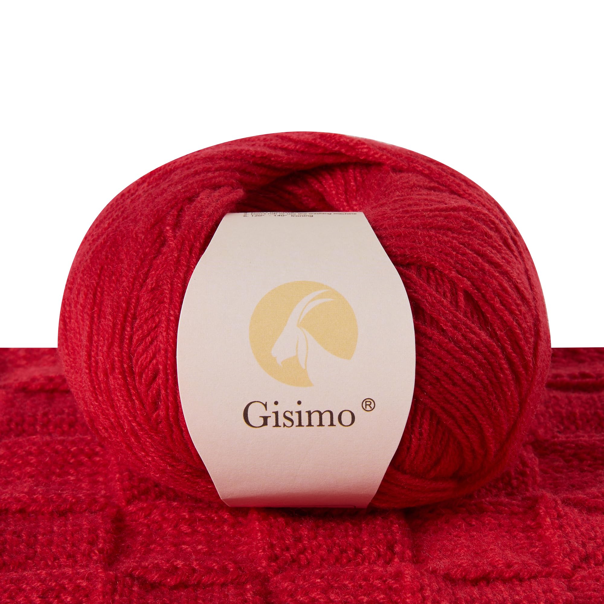 100% Inner Mongolian Cashmere Yarn, 6-Ply Luxurious and Soft Yarn for Hand Knitting & Crocheting (Red,1 Ball)