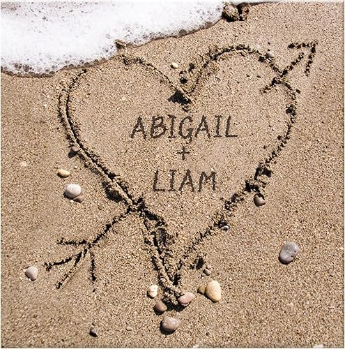 Let's Make Memories Arte de pared personalizado con corazón en arena, para parejas, 16 x 16 pulgadas, sin marco