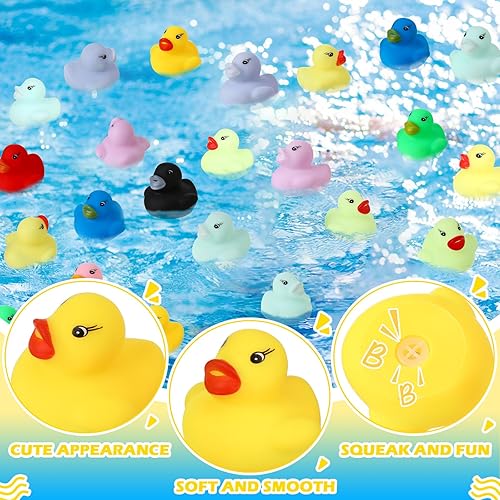 Miniatura 3 de Juego de 300 piezas de pato de goma a granel de juguetes de baño mini patos coloridos para baby shower, juguete de fiesta de cumpleaños, regalos
