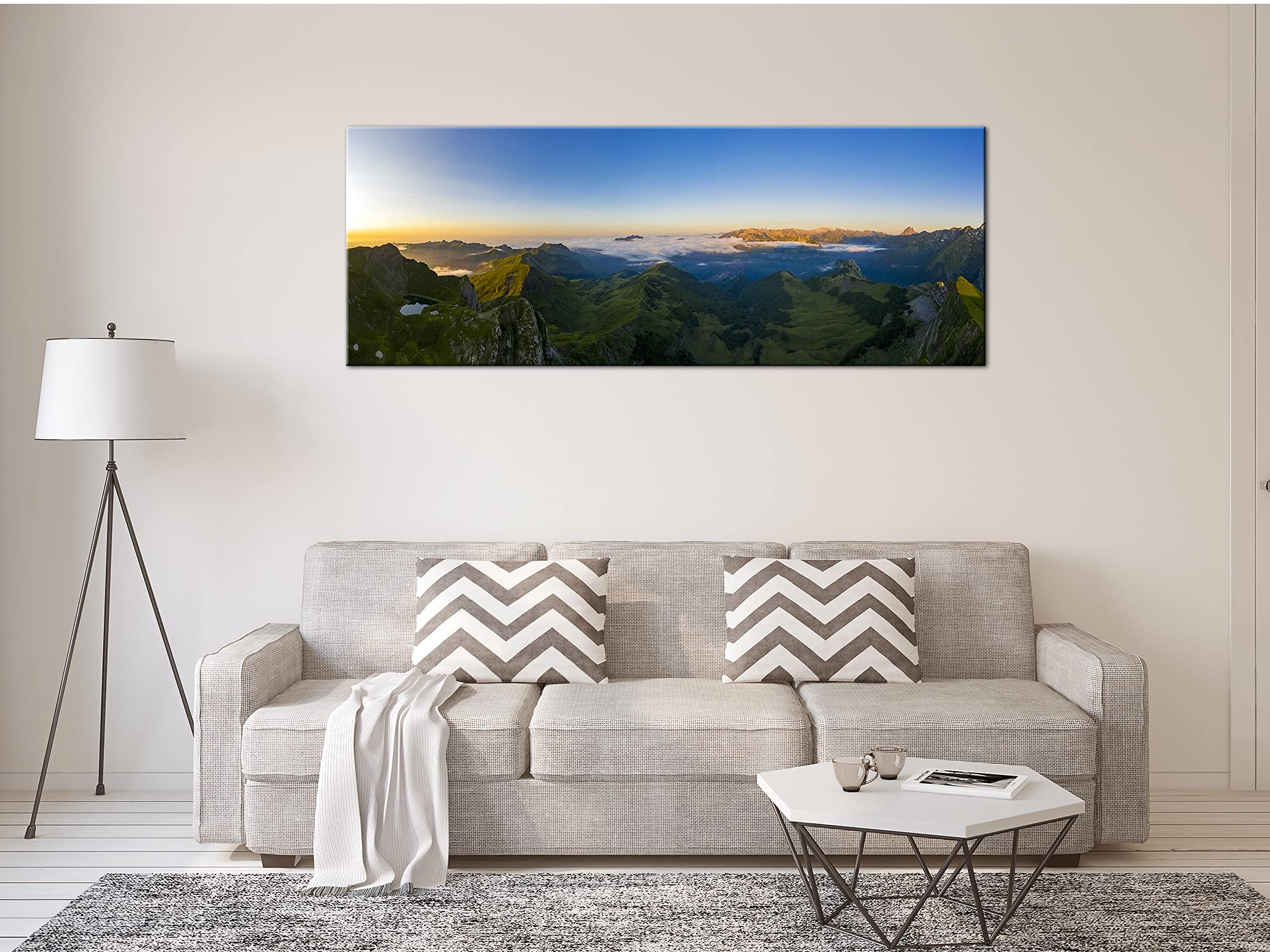 DECLINA Leinwandbild 'See Und Berge' – Großformat 150x100 Cm, Landschaftsfotodruck Für Wohnzimmer & Schlafzimmer