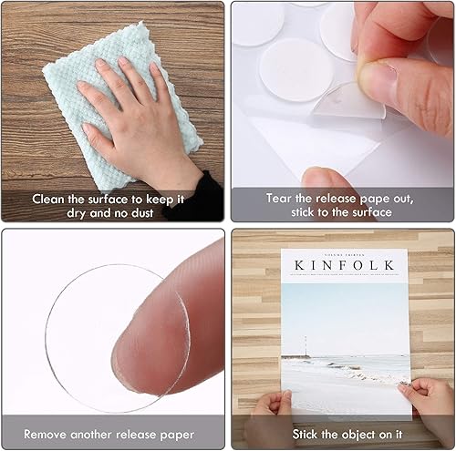 Vista 5 de Zonon 280 calcomanías adhesivas de doble cara, cuadrados adhesivos, círculos extraíbles, masilla cuadrada sin rastro, transparente, pegajosa