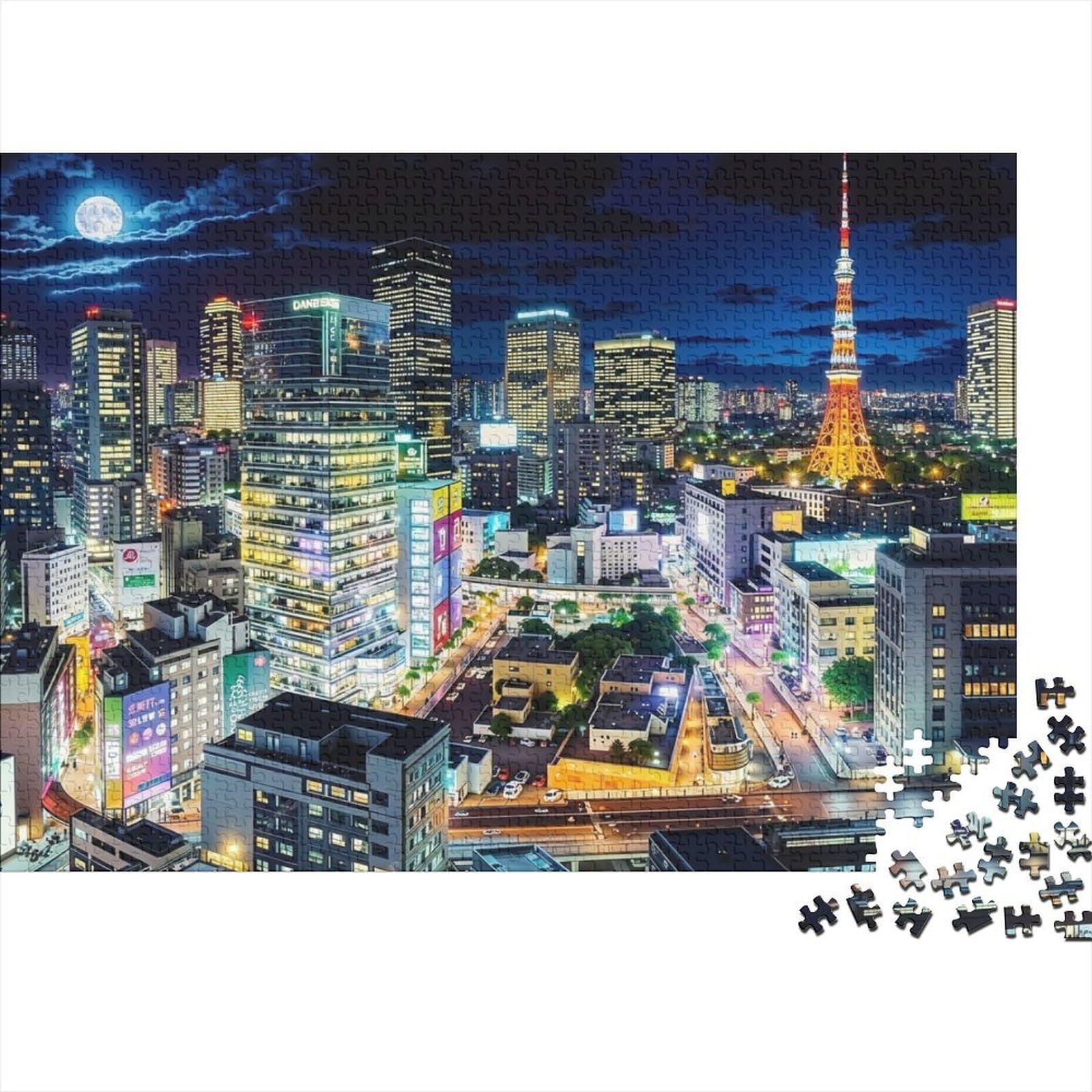 Tokyo Night Skyline Tokyo Night Skyline Neon Tower Glow Puzzle for Adults 1000 Pieces Fun And Challenging Home Activity for Kids 70x50cm/1000pcs