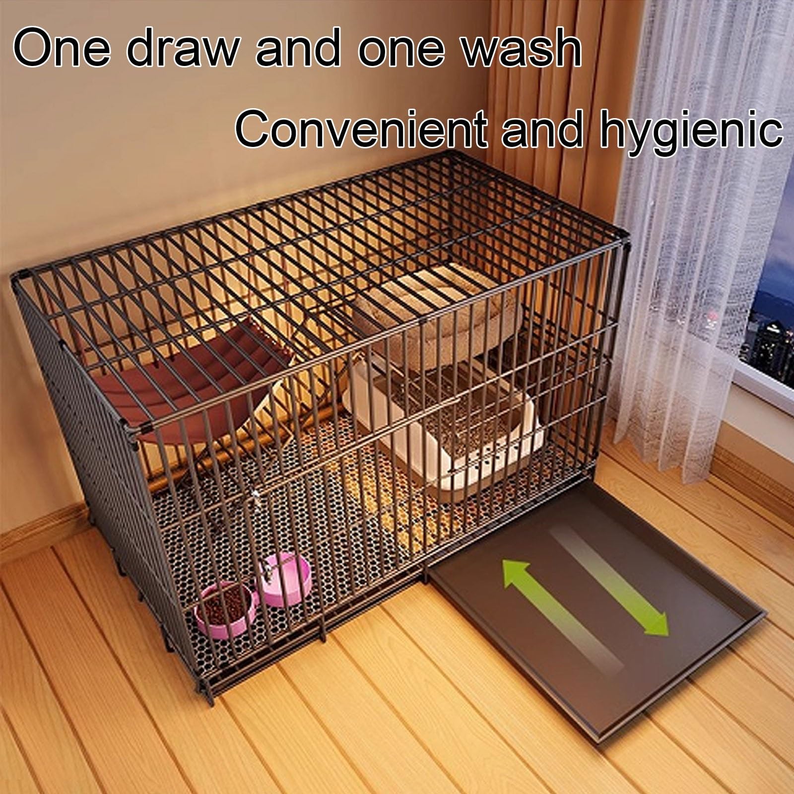 Cage pour Chat Interieur Enclos Chat Exterieur Grande Taille Pliable Grille Métallique Robuste avec Plateau Facile À Assembler Peut Accueillir 1 À 2 Chats Chinchillas(White,Medium)
