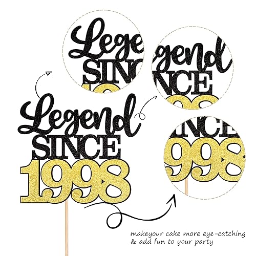 Miniatura 10 de 1 pieza de decoración de pastel con purpurina de la leyenda desde 1978 con purpurina para 45 años, decoración de pasteles de 45 años, decoración de