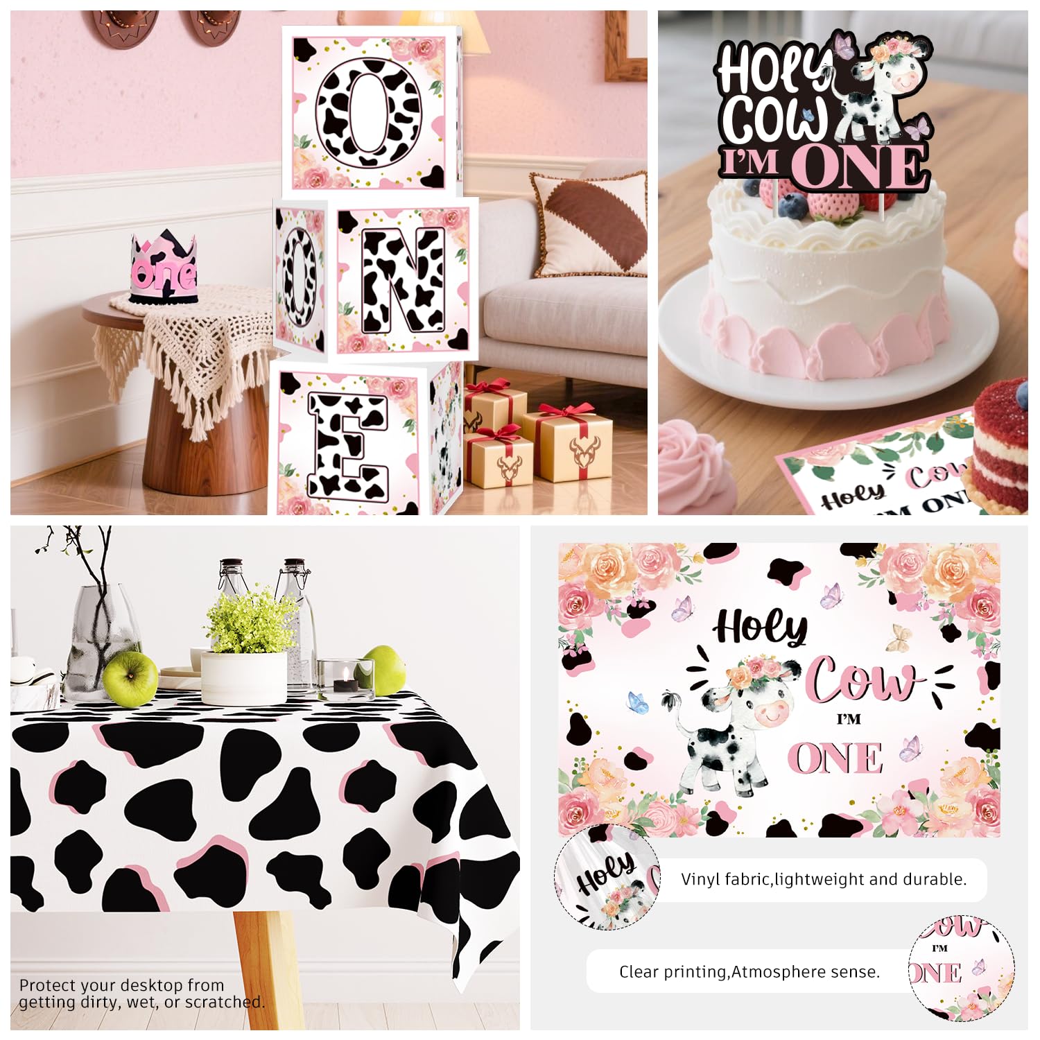 cocomigo Juego de 232 decoraciones de fiesta de cumpleaños de Holy Cow I'm