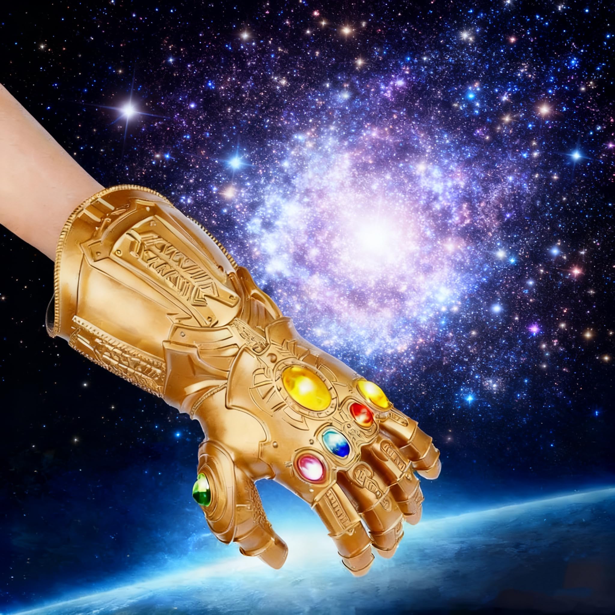 YUOYMUL Glove with LED Light Up Gloves For Cosplay Halloween, Gold - Image 2