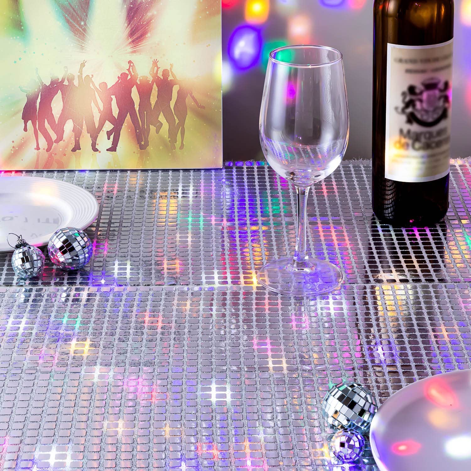 2 stuks glitter disco tafelloper 30 x 180 cm disco tafelkleed spiegel zilver folie tafelloper pailletten tafellopers Mamma Mia feestdecoraties voor jaren 80 disco thema dansfeest