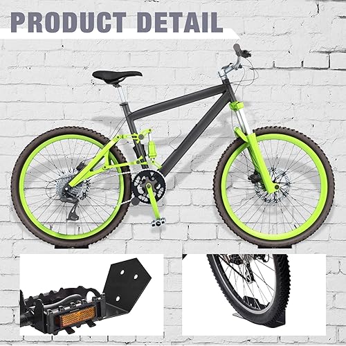 Miniatura 3 de Dunzy Juego de 4 ganchos de montaje en pared para bicicleta, pedales, para montar en pared, montaje horizontal para bicicleta, soporte de