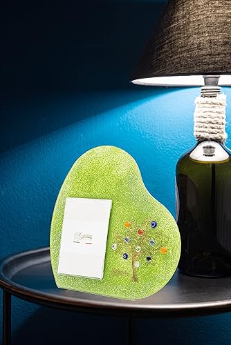 Miniatura 3 de Sospiri Venezia Photoframe - Árbol de la vida de cristal de Murano en forma de corazón, con marco de mesa o escritorio de Murrines, foto de 2.75 x