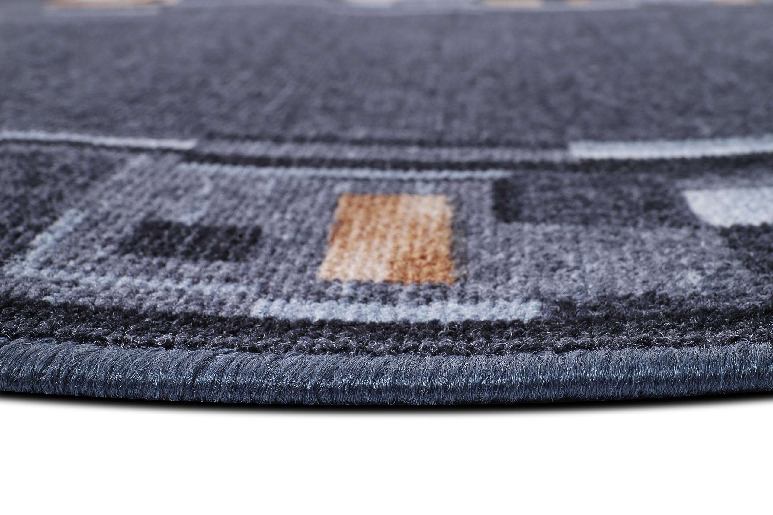 TAPISO Anti Rutsch Teppich Läufer rutschfest Brücke Meterware Modern Blau Dunkelgrau Braun Vierecke Design Flur Küche Wohnzimmer 67 x 300 cm