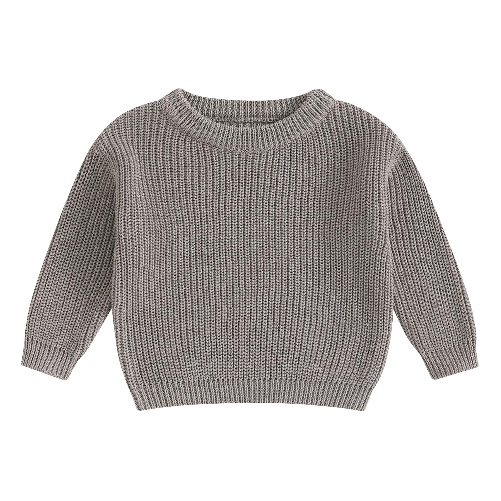 Baby Girls Boys Sweater Solid Color Long Sleeve Crew Neck Knit Pullover Warm Sweater Toddler Clothes Knitwear Baby Jumpers Tops Casual for Fall Winter — view 12