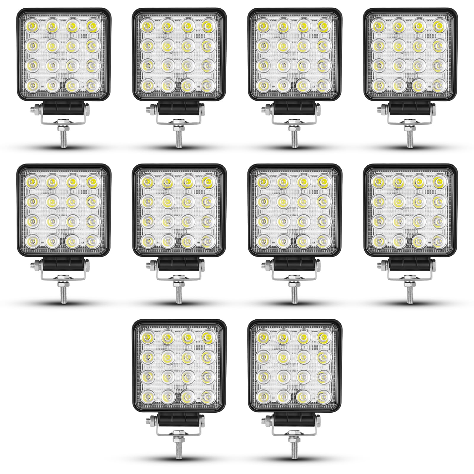 Faro LED Trabajo, SKYWORLD 48W Focos de Coche Cuadrado Flood Barra de Focos LED de Trabajo 12V 24V Faro de Marcha Atrás para Off road Auto Moto 4x4 ATV SUV Tractor Camión Barco Exterior