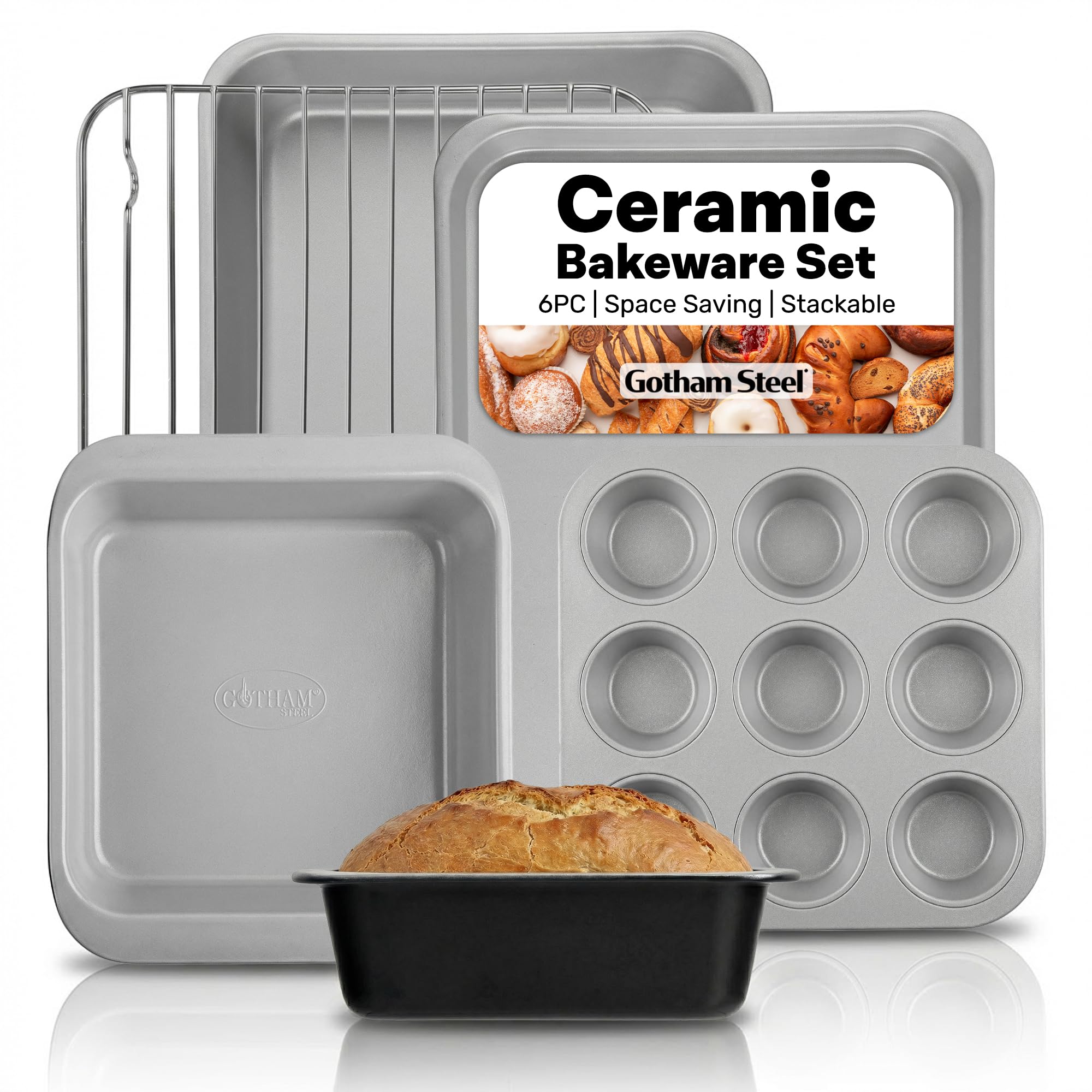 Gotham Steel 6 Pc Stackable Baking Pans Set