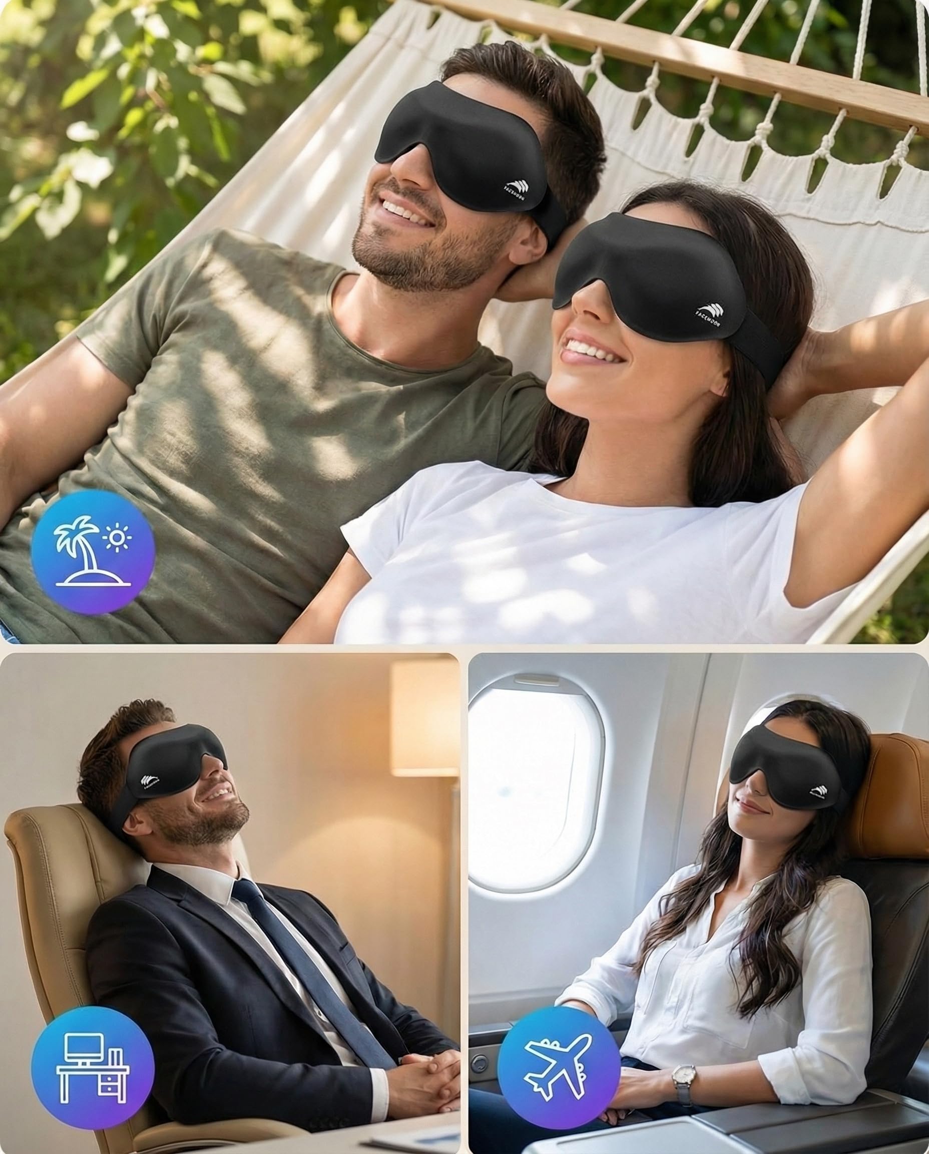 Antifaz para bloquear la luz del sueño: máscara ligera contorneada 3D para extensiones de pestañas, correa ajustable, lavable, cero presión, perfecta para hombres y mujeres, avión, viajes, yoga