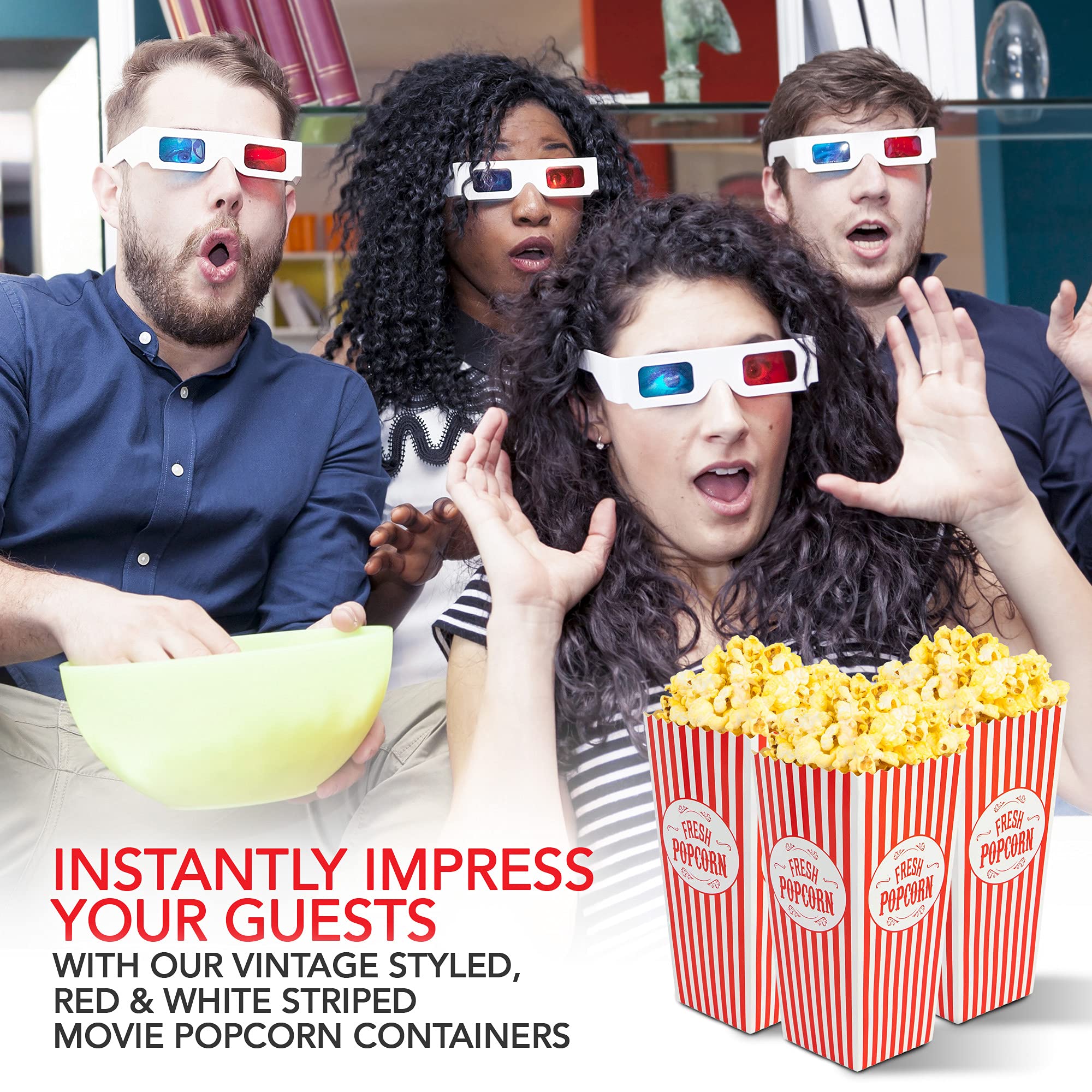 Stock Your Home 46 Oz Popcorn Containers (25 Count) Greaseproof Classic