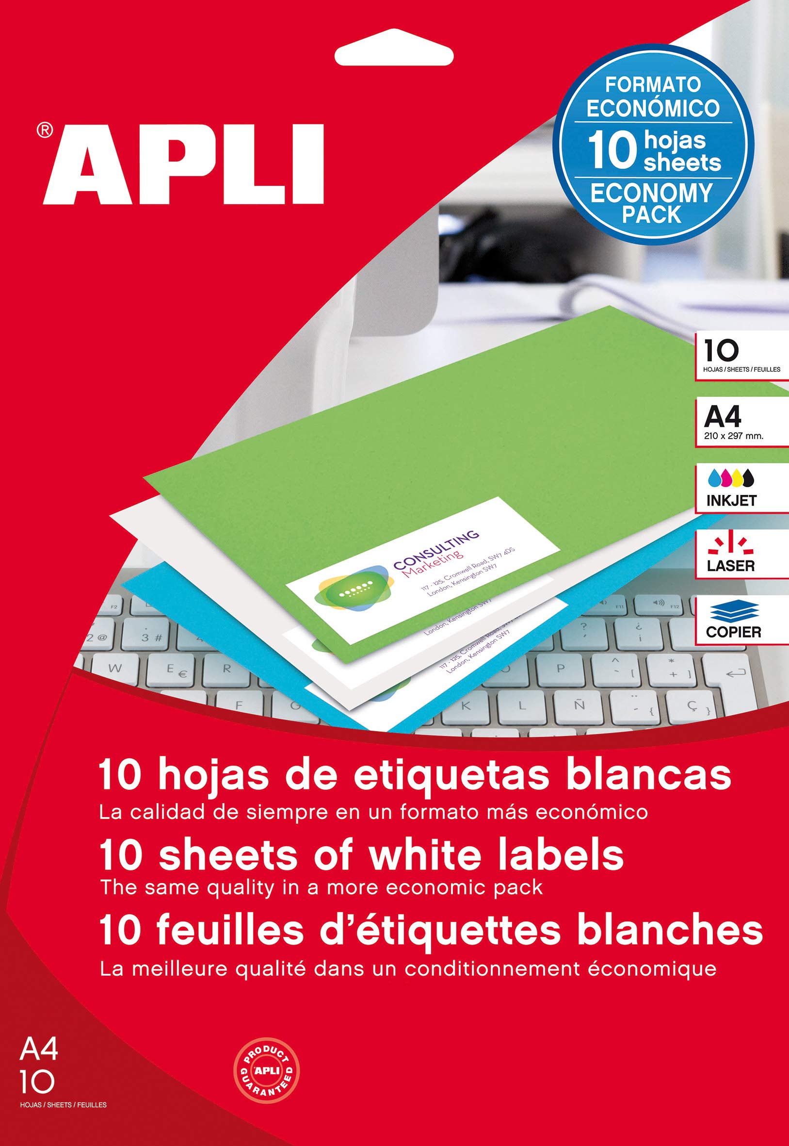 APLI 12920 Archival Labels 190 x 61 mm 10 Sheets White, 10 hojas