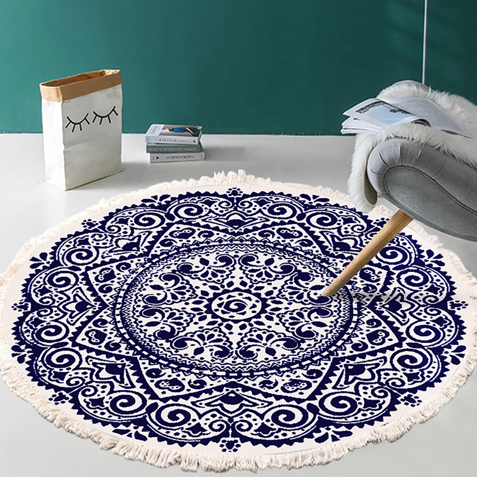 Tapis rond bohème doux pour protéger le sol des enfants qui jouent