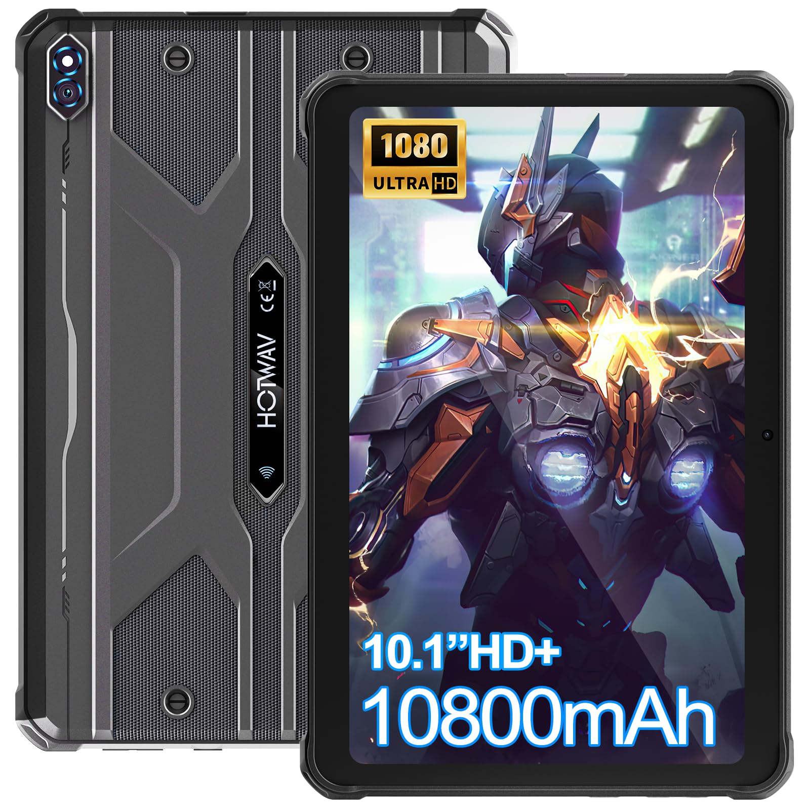 HOTWAV R8 Tablet Rugerizada - 10.1" HD+ Pantalla Waterproof Tablet, 12 + 128GB/1TB TF Tableta Android 14, 10800 mAh Tablets Robusta, Cámara de 13MP, Octa-Core/IP68 & IP69K/Dual SIM 4G/WLAN 5/GPS/OTG