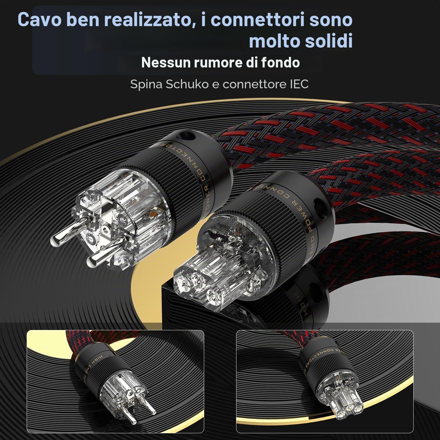 Tertullus Cavo di alimentazione HiFi High End C15, cavo di alimentazione HiFi audio per dispositivi freddi, con spina Schuko e spina per dispositivi freddi (PE, 1,5 m)