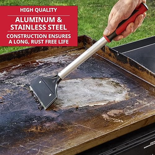 Vista 3 de Raspador de Parrilla Plana de 15.5" de Largo, Herramienta para Plancha por FryOilSaver Co., Raspador de Cocina con Cuchilla Reemplazable de 5.5
