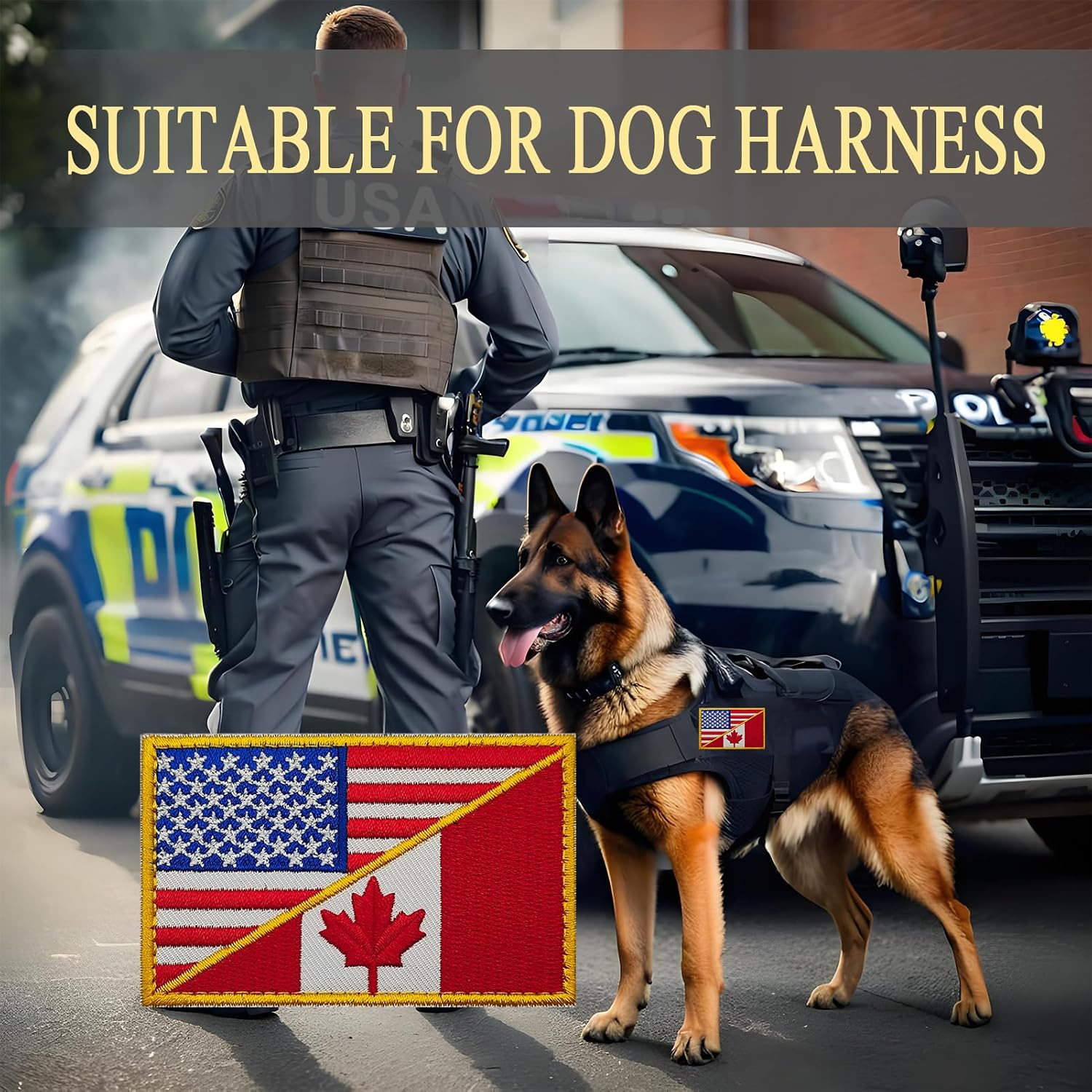 2PCS American Canada Flag Patch Embroidered Morale Patch Military Tactical Patches Hook and Loop Applique Fastener