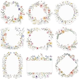 Sabary 90 Pcs Cutout Name Tags Water Bottle Labels Daycare Labels Self Adhesive Name Stickers Gift Tags for Classroom Home Desk Bulletin Board Decoration Party Favor 10 Sheets (Flower)
