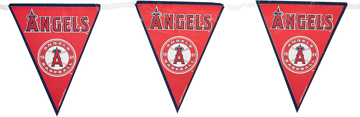 Los Angeles Angels MLB Red Plastic Pennant Banner - 12' (Pack Of 12) - Perfect For Game Day & Baseball Fans