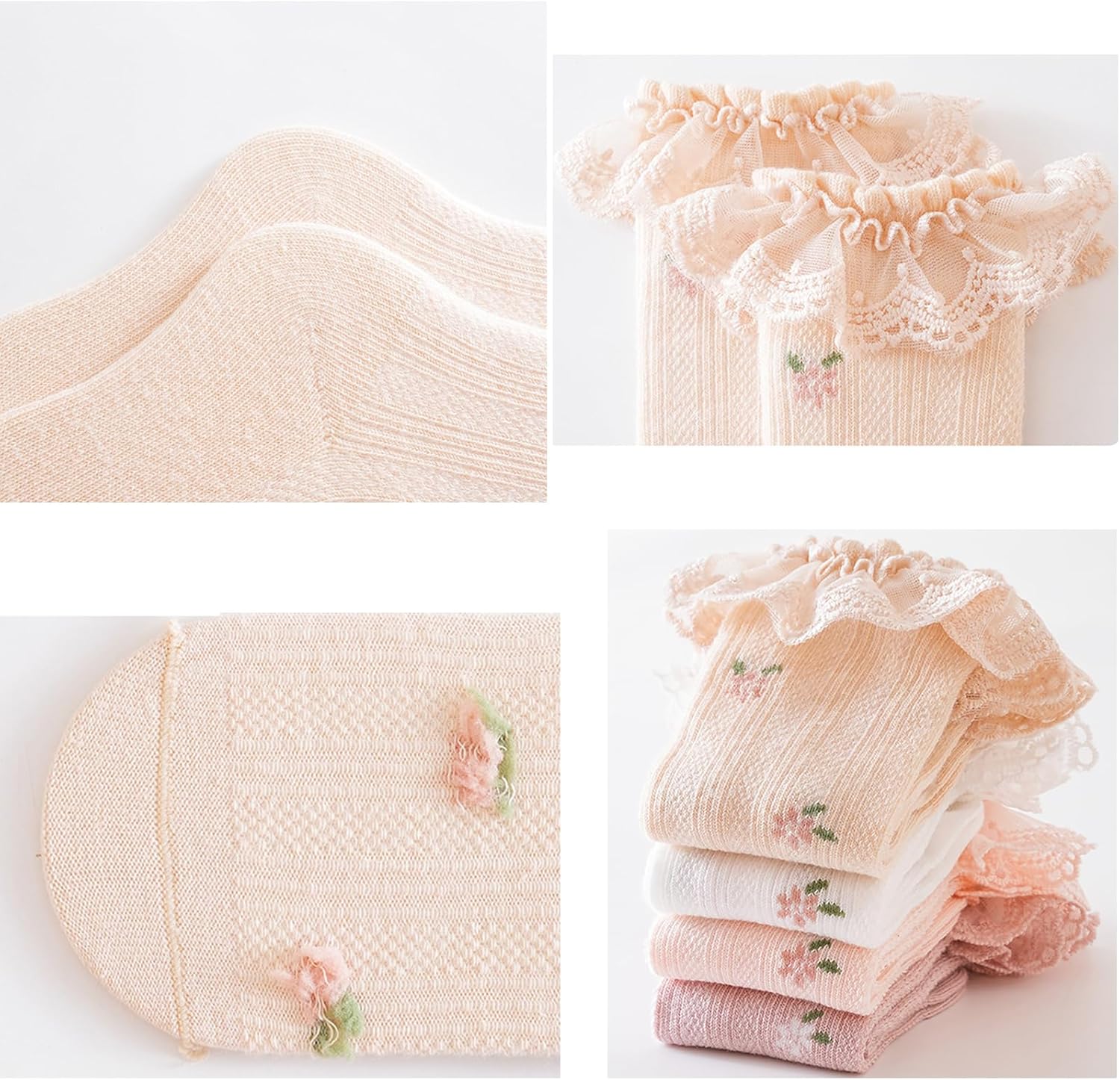 Baby Knee High Socks Non Slip Socks Lace Ruffled Long Stockings for Infants Toddlers Kids Boys Girls Spring Autumn - Image 8