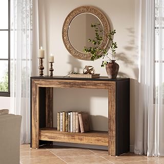 Tribesigns 41.3" Farmhouse Console Table, Behind Couch Sofa Table with Open Storage Shelves for Living Room, Hallwa