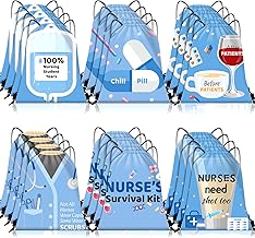 Amylove 24 Pieces Nurse Week Gifts Bags Bulk 2026, Funny Nurses Drawstring Backpack Nurse Appreciation Gifts for Nurses Day, Cna Week