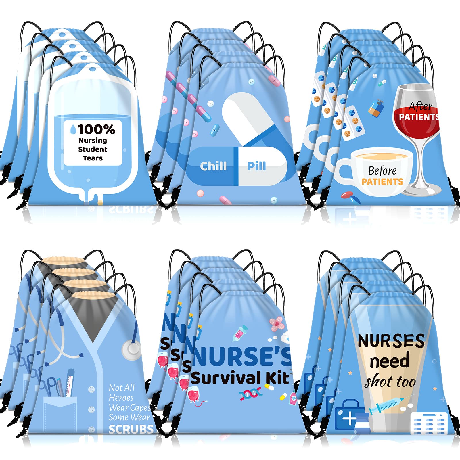 Amylove 24 Pieces Funny Nurse Gift Drawstring Backpack 2026 Nurse Cna Week, Nursing Graduation Appreciation Funny Gifts Bulk