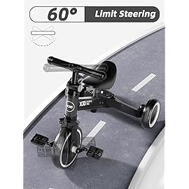 XJD 5 in 1 Toddler Bike, Tricycle for Toddlers 1-3 with Adjustable Seat Height, Removable Pedals, Ideal Balance Bike Birthday Gifts and Toys for Boys and Girls (Black)