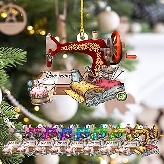 Personalized Sewing Machine Ornament, Custom Christmas Tree Decoration, Unique Holiday Keepsake Gift for Seamstresses, Tailors, Quilters, Dressmakers, Sewing Lovers and Craft Enthusiasts (SW4)