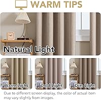 Vista 68 de H.VERSAILTEX Cortinas 100% opacas con aislamiento térmico, texturizadas, de lino, con bloqueo completo de calor y luz, para sala de estar y Negro