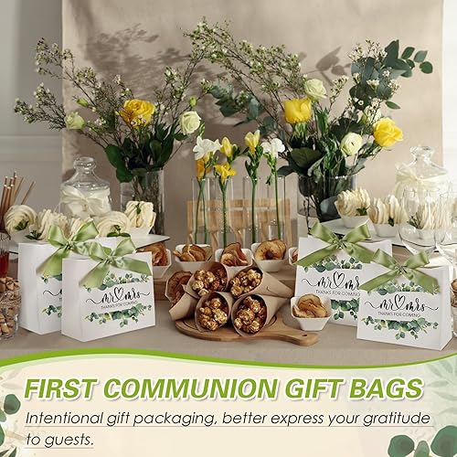 Miniatura 7 de Seajan 60 bolsas de papel de regalo de agradecimiento a granel con cinta de lazo de 5.5 x 4.7 x 2.4 pulgadas para bodas, baby shower, despedidas de