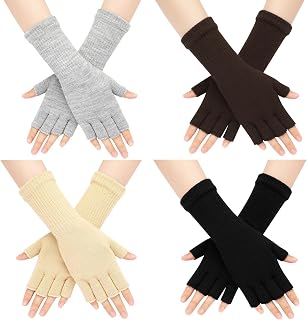 Fingerless Gloves for Women Half Finger Typing Winter Gloves Long WristCuff