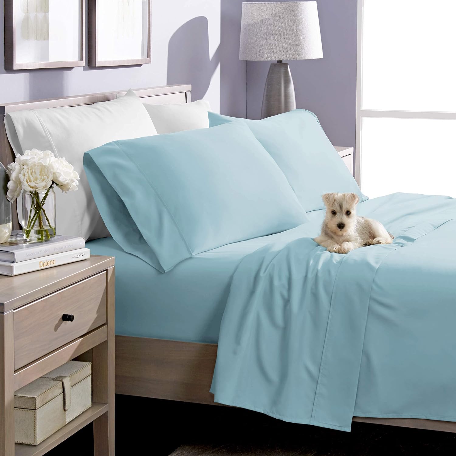 Bare Home Twin XL Sheet Set - 1800 Ultra-Soft Microfiber Bed Sheets (Twin XL, Light Blue) + Comforter Set - All Season (Twin/Twin XL, Light Blue)